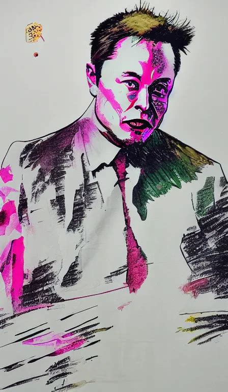 Krea Elon Musk Ted Talk By Shen Quan Hanging Scroll Ink And