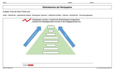 Risikoklassen Der Wertpapiere Pdf Arbeitsblatt Sparkassen Schulservice