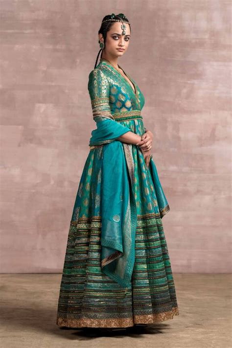 Buy Tarun Tahiliani Green Brocade Anarkali Set Online Aza Fashions