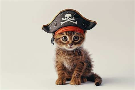 Cat Wearing A Pirate Costume Premium Ai Generated Image