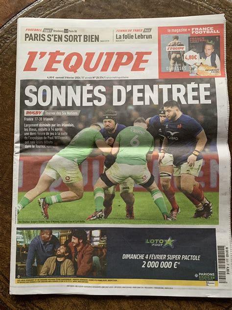 L EQUIPE 3 FÉVRIER 2024 SONNÉS DENTRÉE RUGBY 6 NATIONS FRANCE 17