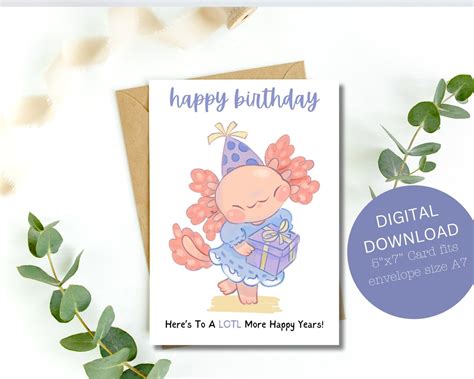 Axolotl Lovers PRINTABLE Axolotl Birthday Card DIY Happy Etsy UK