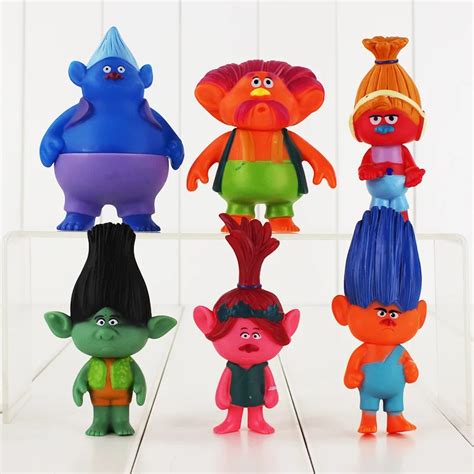 Great 6Pcs Lot Movie Trolls Poppy DJ Suki Guy Diamond Cooper Branch