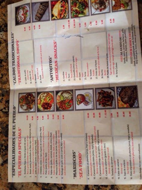 Menu At El Pueblo Mexican Restaurant Winter Park