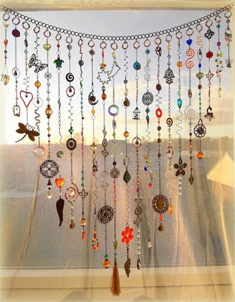 Crystal Suncatcher Beaded Curtain Window Valance Bohemian Decor