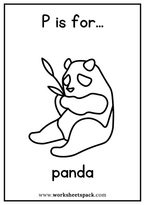 P is for Panda Coloring Page, Free Panda Flashcard for Kindergarten ...