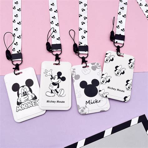 New Disney Id Card Holder Mickey Hanging Neck Long Rope Cards