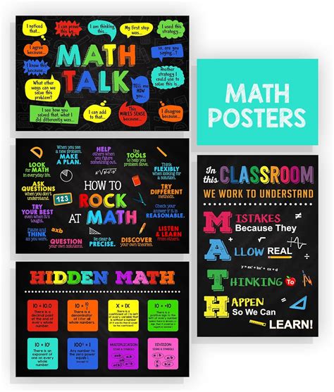 Buy 4 Pieces Math Posters Teacher Posters For Classroom Math Posters For Middle And High School