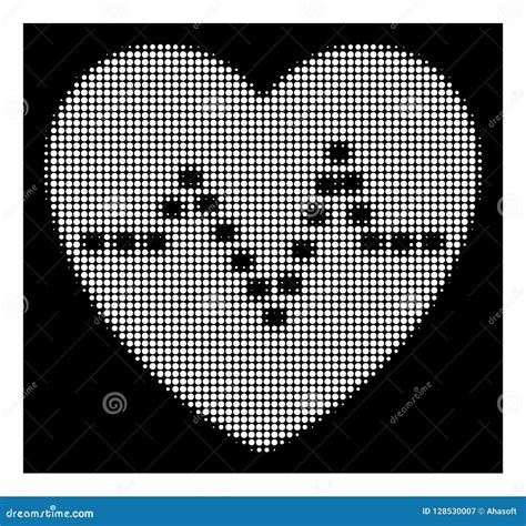 White Halftone Dotted Heart Pulse Icon Stock Vector Illustration Of