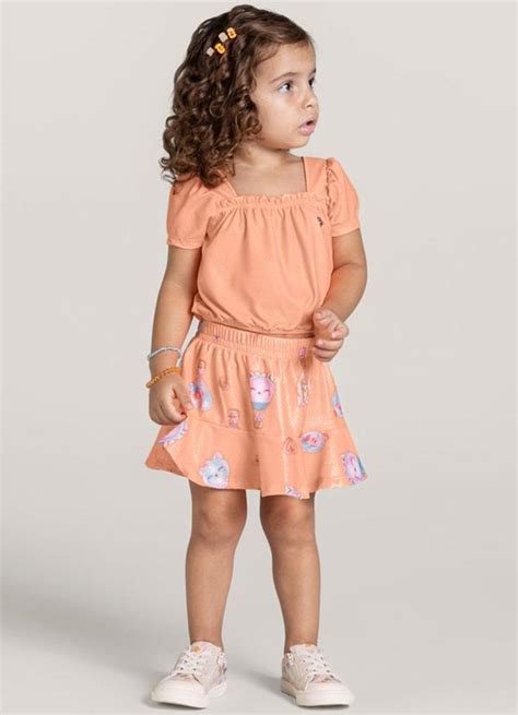 Conjunto Infantil Menina Laranja Brandili