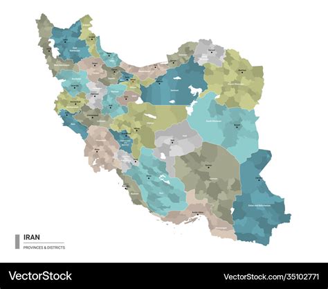 Iran Higt Detailed Map With Subdivisions Vector Image