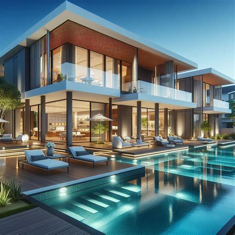 Premium Photo Modern Luxury House With Swimming Pools