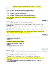 Test Philosophy Of Love And Sex Docx T E S T P H I Lo S O P H Y O F Lov E A N D S E X