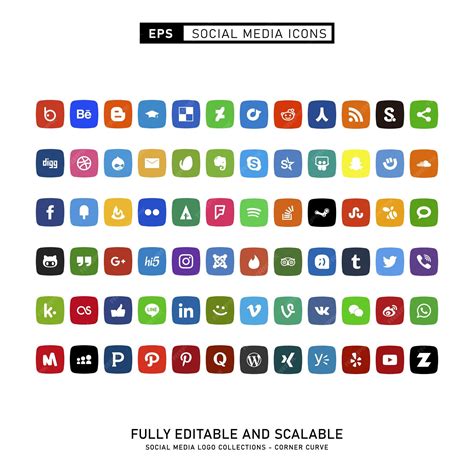 Premium Vector Social Media Icons Color Rounded