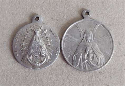 2 Medallas Religiosas Virgen María Y Sagrado Corazón De Jesú MercadoLibre