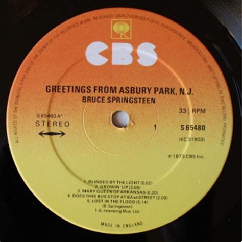 Greetings from asbury park, n.j. by Bruce Springsteen, LP with onairam ...