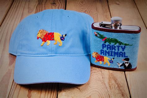 Party Animal Needlepoint Hat In Light Blue By Smathers And Branson