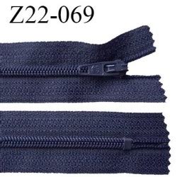 Fermeture zip 22 cm à glissière couleur bleu marine non séparable zip