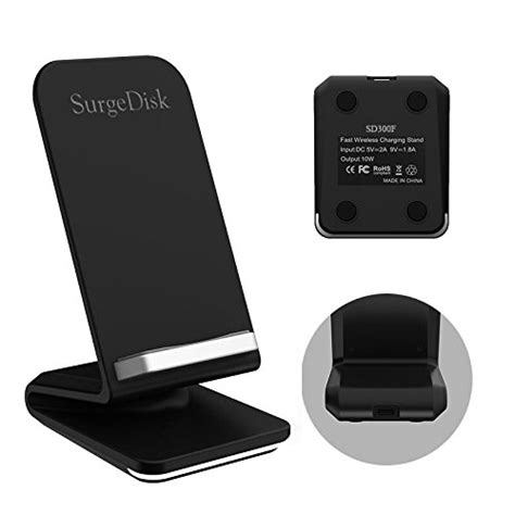 Surgedisk Fast Wireless Charger New 2 Coils Sleep Friendly Cell Qi Universal Charging Pad Stand