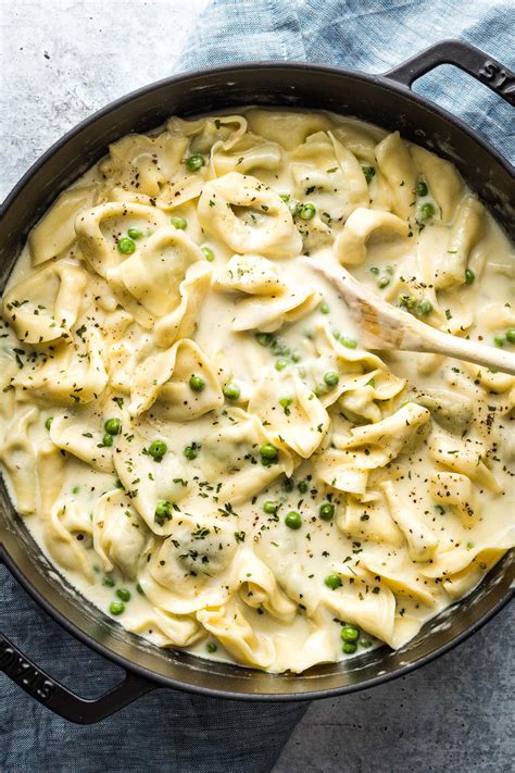 Creamy Tortellini Alfredo With Peas Nourish And Fete