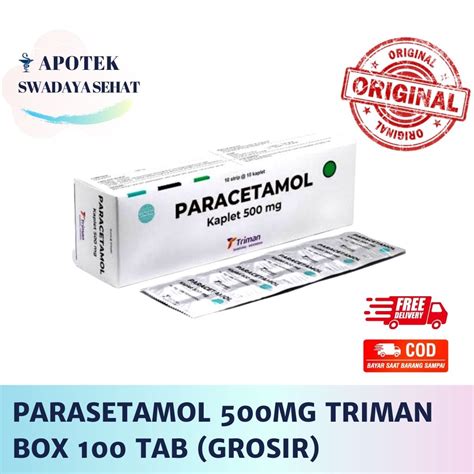 Jual Paracetamol Mg Triman Box Tablet Obat Demam Anti Nyeri