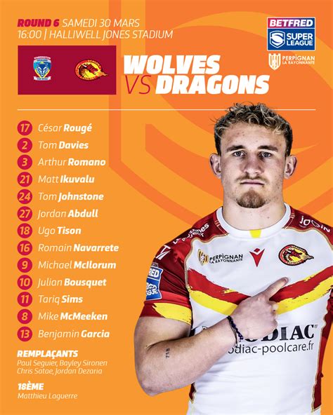 Dragons Catalans Actualités 2024 Mars Le 13 de départ confirmé