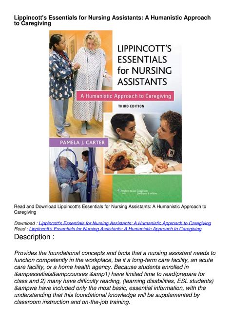 Book Read Lippincott S Essentials For Nursing Assistants A Humanistic