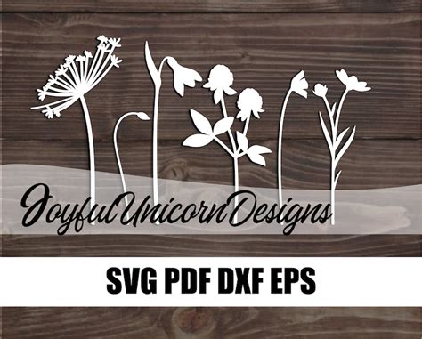 Beautiful Wildflowers SVG Bundle Laser Cut Flowers Glowforge Etsy