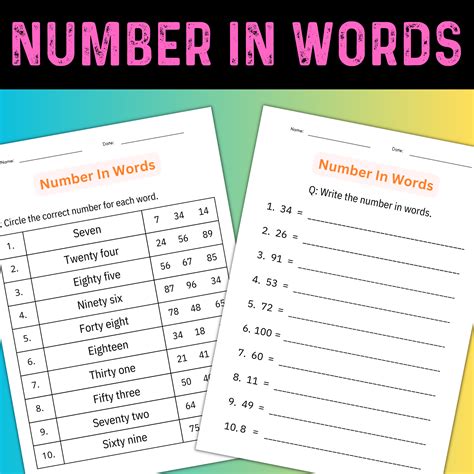 Printable Writing Number Words 1 To 100 Worksheets For Kindergarten Made By Teachers