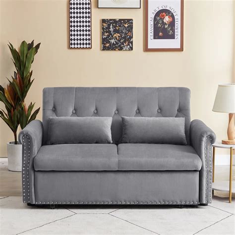 Image Gallery Of Convertible Gray Loveseat Sleepers View 11 Of 15 Photos