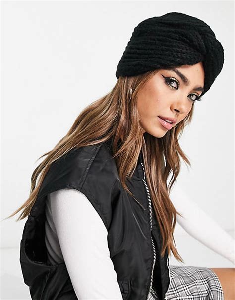 Boardmans Turban Style Knitted Hat In Black Asos