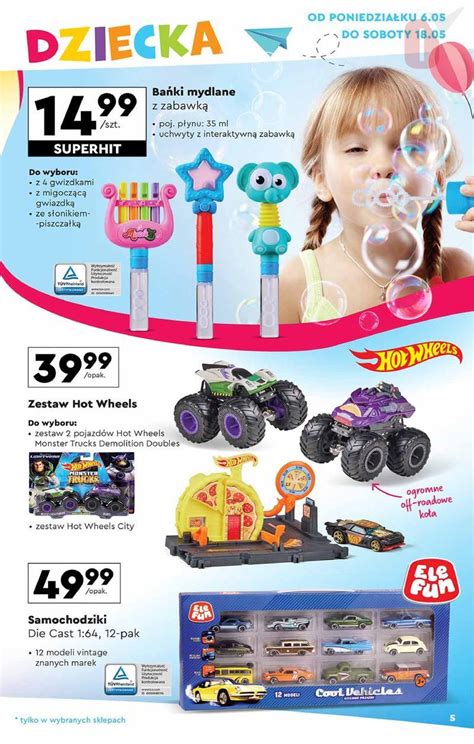 Biedronka Gazetka bańki mydlane zestaw hot wheels samochodziki szt