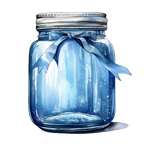 Premium Ai Image There Is A Blue Glass Jar With A Bow On It Generative Ai