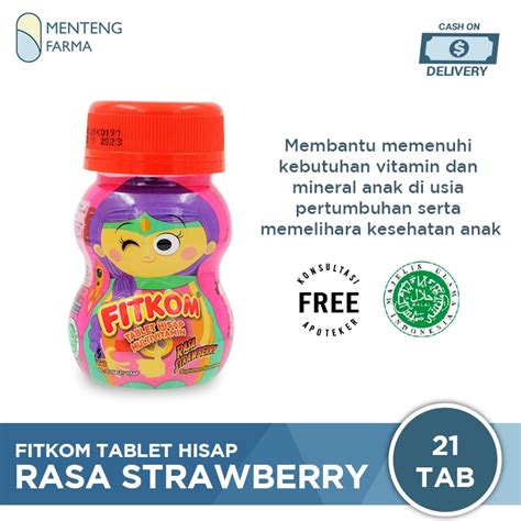 Jual Fitkom Rasa Strawberry 21 Tablet Multivitamin Tablet Hisap Anak