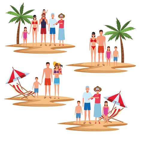 vacation on the beach family 657518 Vector Art at Vecteezy