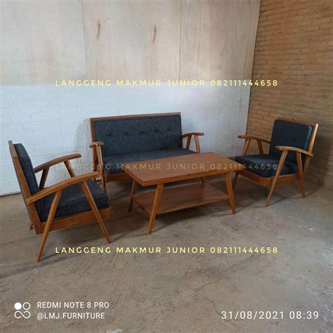 Set Kursi Sofa Tamu Retro Scandinavian Jengki Jati Jepara Lazada