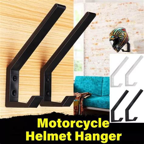 2x Wall Mount Motorcycle Helmet Holder Hook Jacket Bags Rack Hanger Display Abs Eur 520