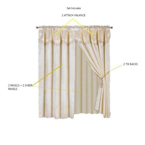 8 Piece Complete Curtain Set 120 W X 84 L With Matching Valances Sheer Backing Panels And 2