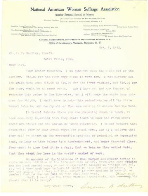 Highlight Susan B Anthony Letter Special Collections And University Archives