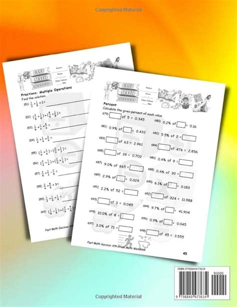 6th Grade Fast Math Success Workbook Math Worksheets Grade 6