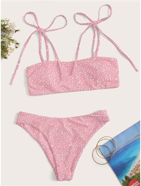 Buy Ditsy Floral Tie Shoulder Bikini Swimsuit Online Topofstyle