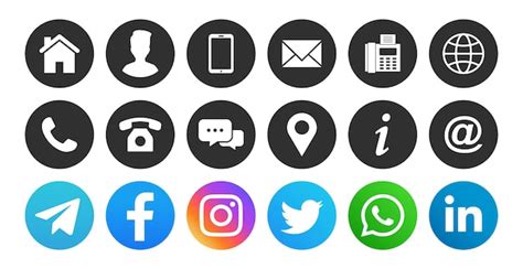 Premium Vector | Connect Icons Contact us icon set Contact and Communication Icons Set of social ...