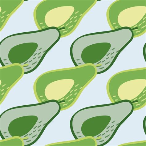 Premium Vector Doodle Avocado Seamless Pattern Hand Drawn Botanical