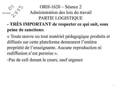 Notes De Cours Orh Orh S Ance Administration Des Lois Du