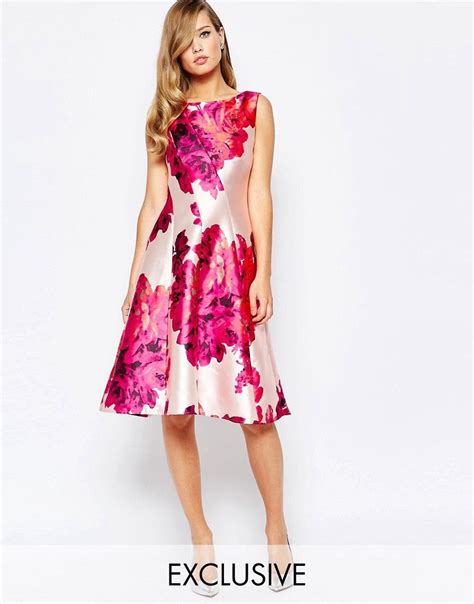 True Violet Full Sateen Skater Dress In Bold Floral Print At Latest Fashion Clothes