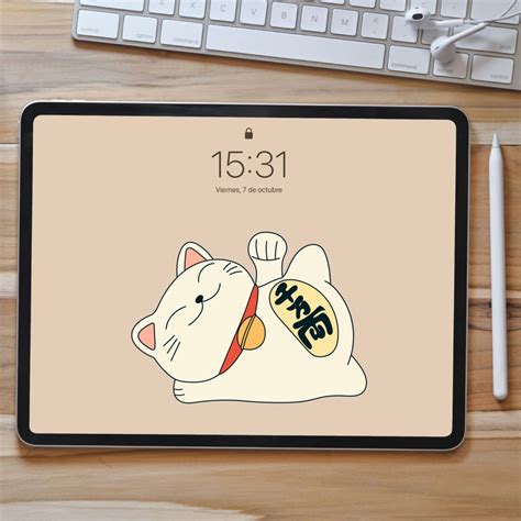 Lucky Cat Maneki Neko Kawaii iPad Wallpaper, Kawaii Wallpaper,cute ...