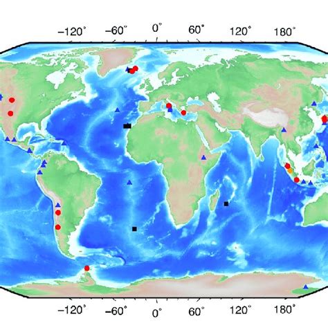 Location of volcanoes imaged with seismic methods during the period ...