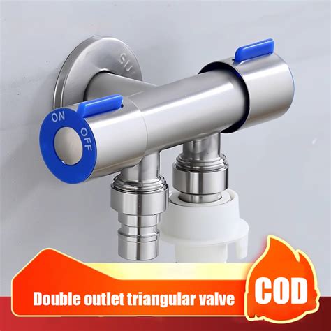 304 Stainless Steel Two Way Angle Valve 12 Angle Valve With Ring Cover For Faucet Toilet Set