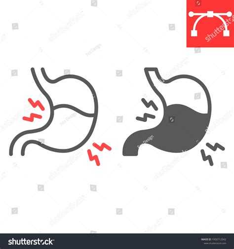 Stomach Pain Line Glyph Icon Human Stock Vector Royalty Free