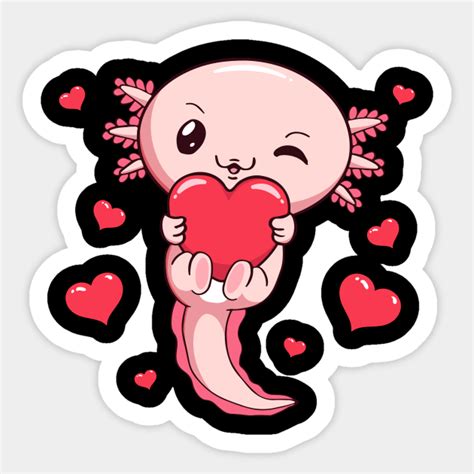 Cute Kawaii Axolotl Heart Gift Axolotl Sticker Teepublic